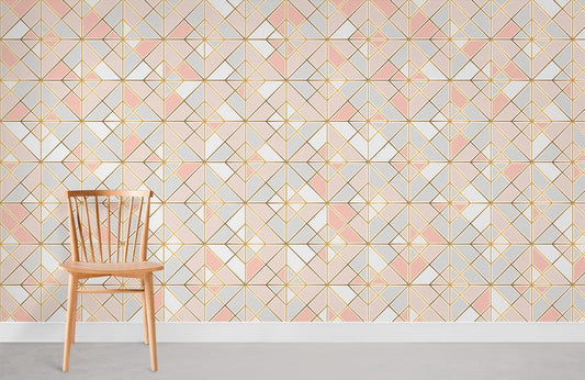 Geometric Pink Gold Modern Wallpaper Mural