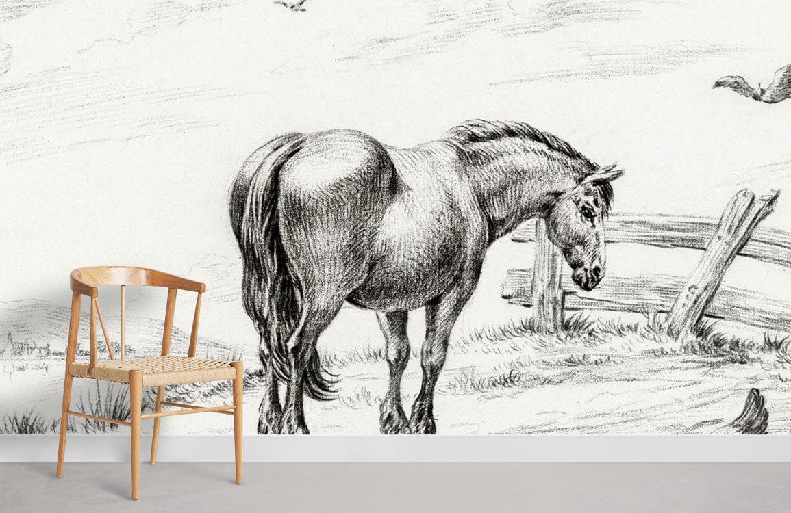sketched Horse mural Wallpapers for Room decor