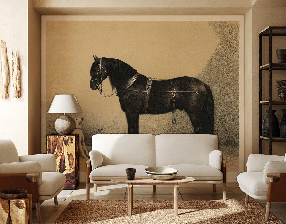 Dog & horse vintage Wallpaper Mural for living Room decor
