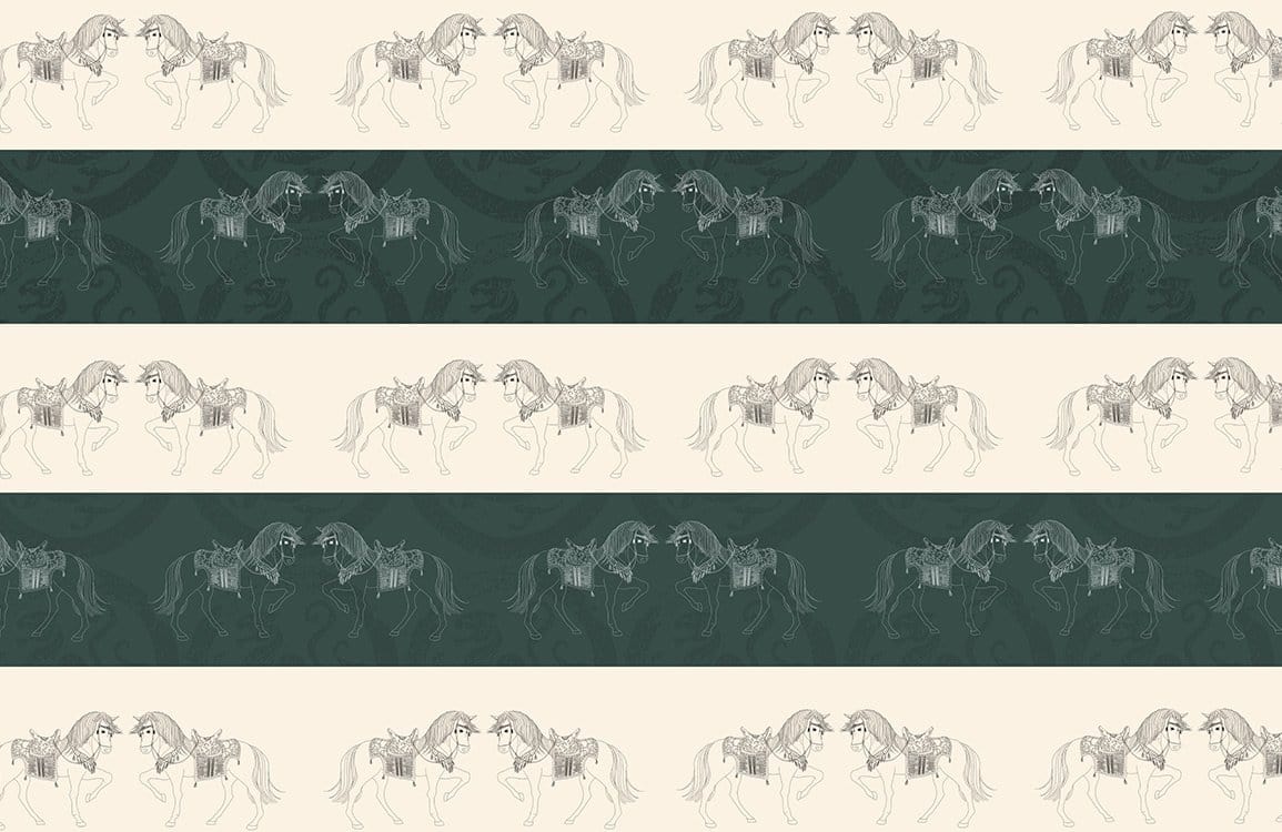 Decorate your living room with this horse couple animal wallpaper mural.