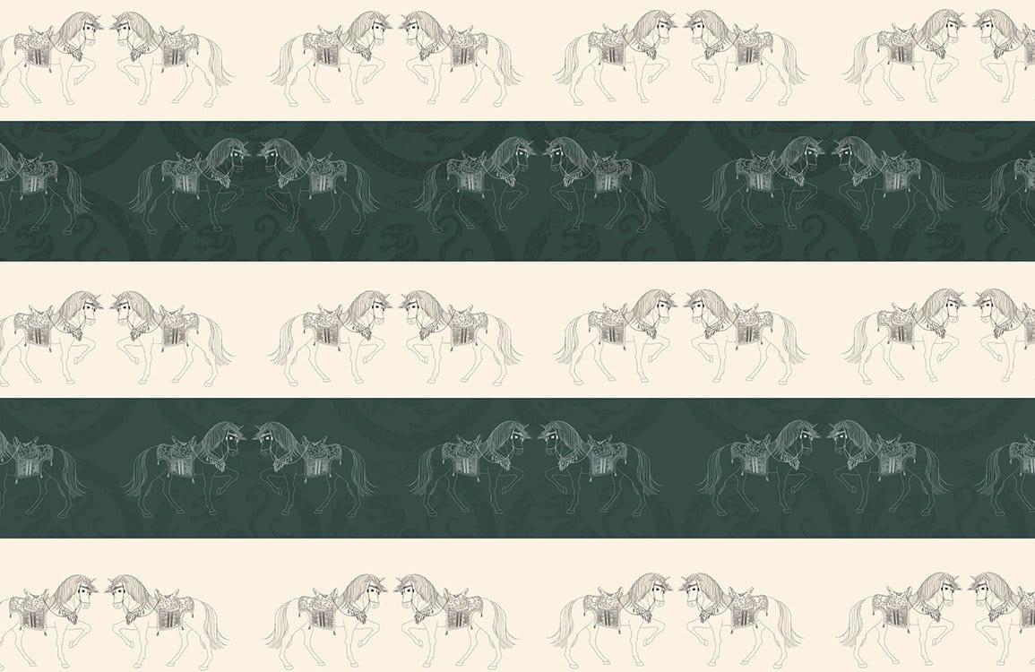 Whimsical Horse Pattern Mural Wallpaper