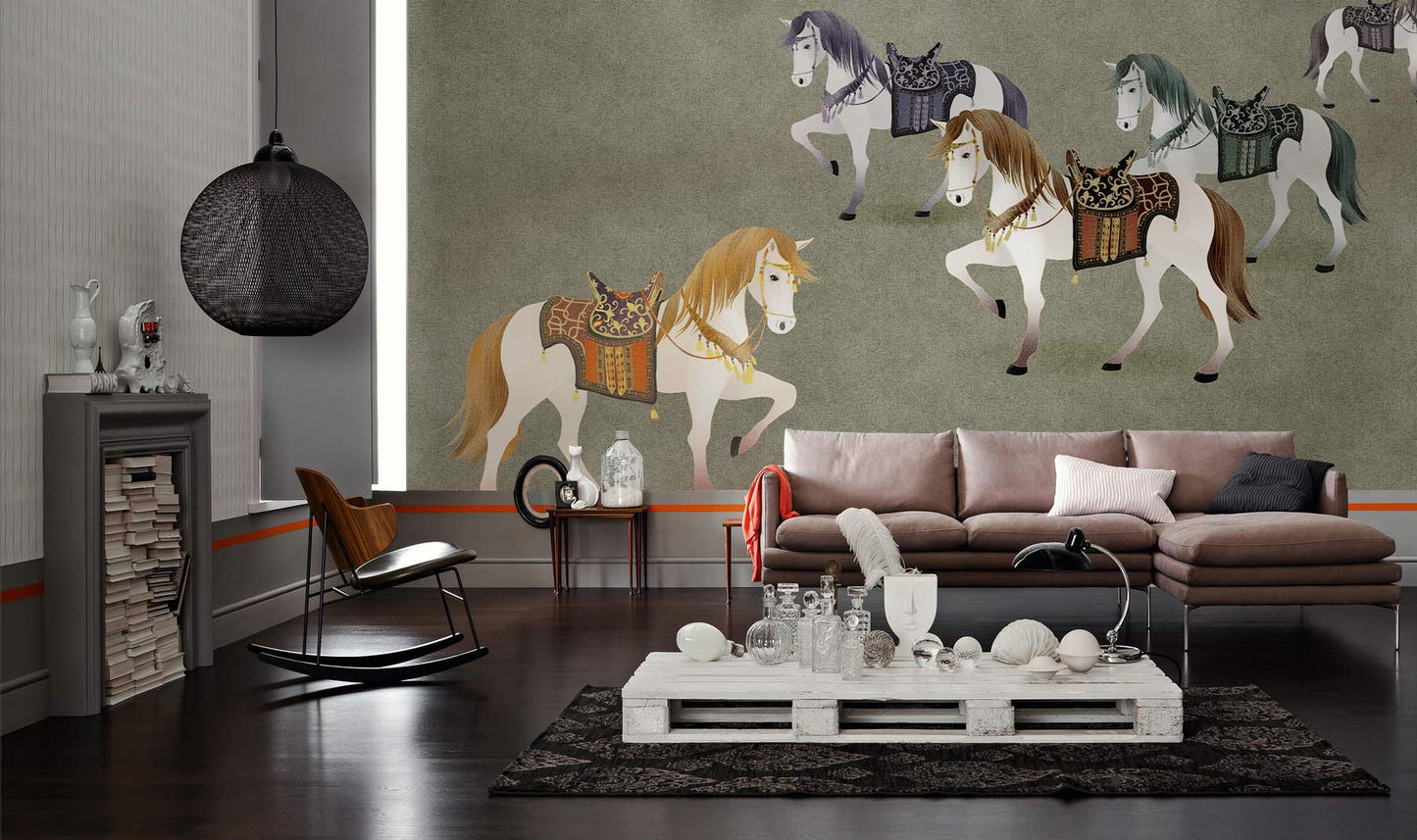 Decorate your living room with this horse animal wallpaper mural.