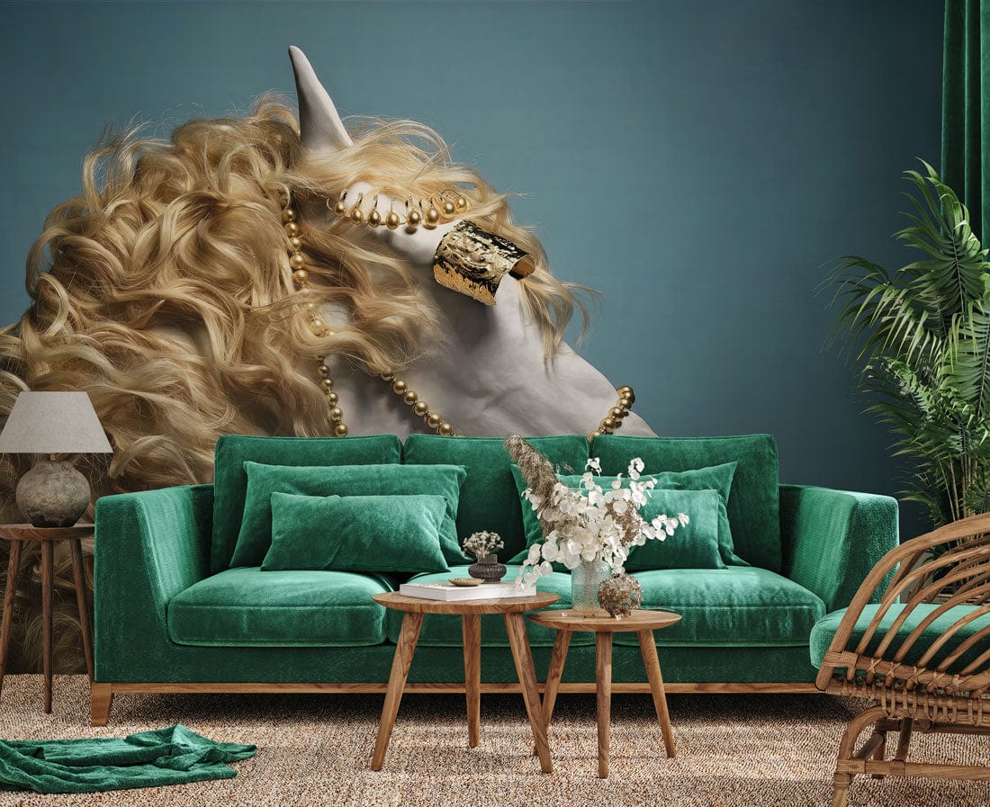 horse with hair wallpaper mural lounge art design