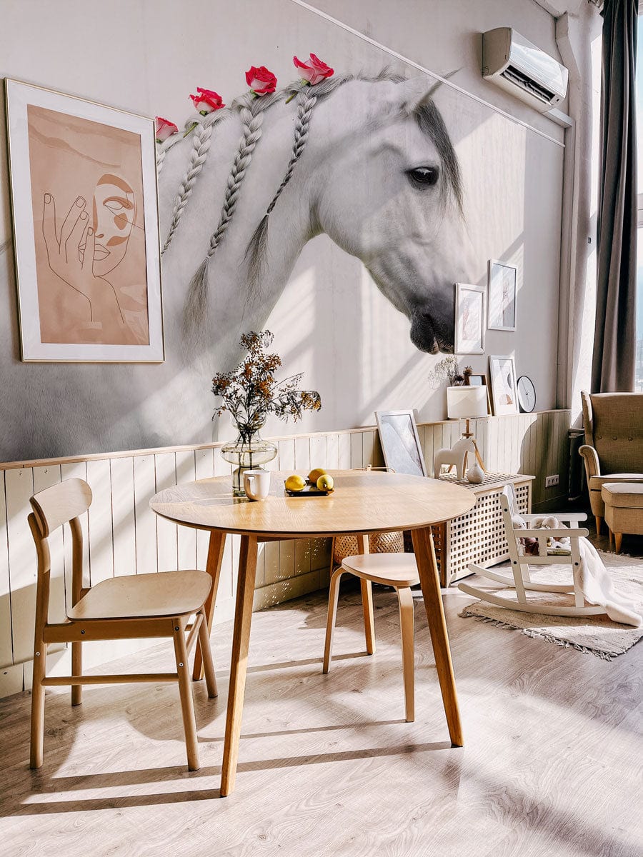 3d visual effect horse wallpaper mural lounge decor idea