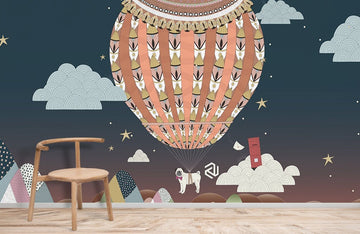 Whimsical Hot Air Balloon Adventure Mural Wallpaper