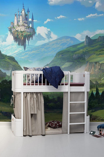 Enchanted Fantasy Castle Landscape Mural Wallpaper in bedroom