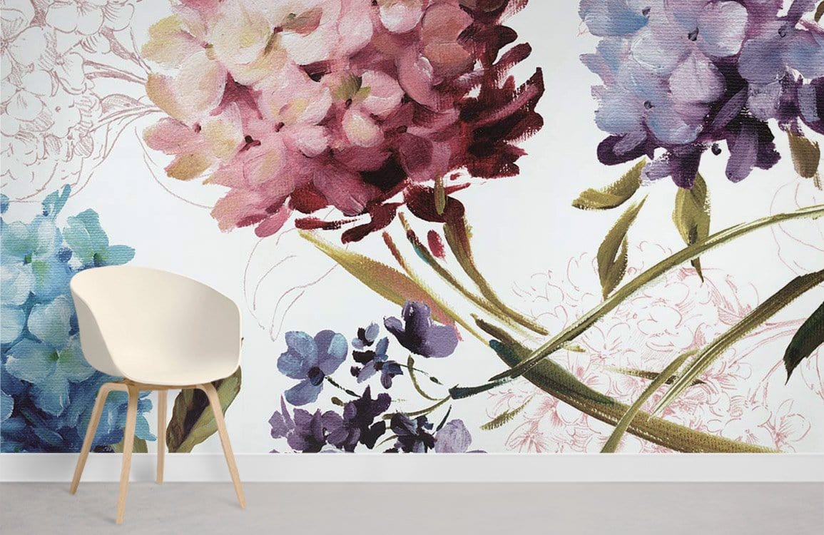 Elegant Vintage Floral Watercolor Mural Wallpaper