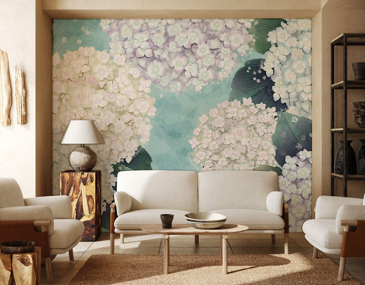 Hydrangea Flower Wall Mural Home Interior Decor