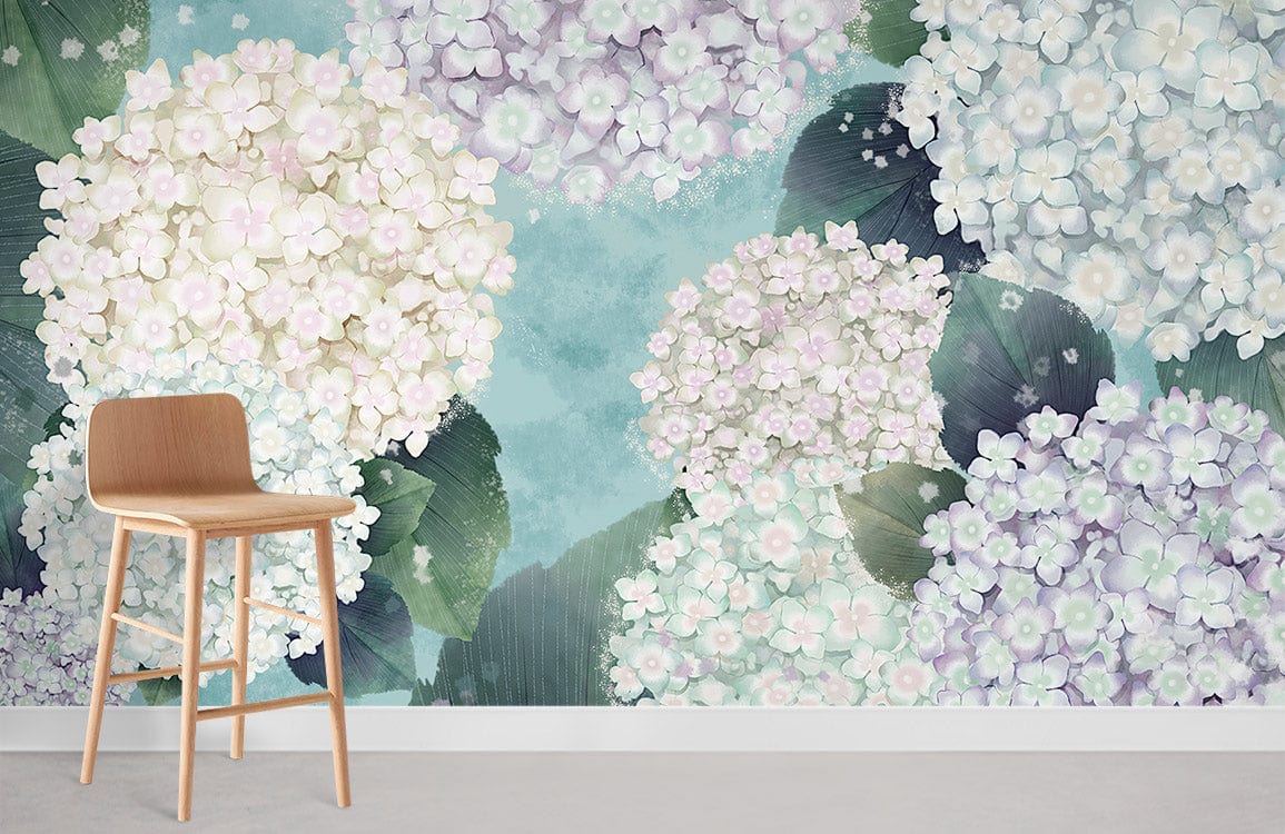 Hydrangea Flower Wall Murals Room Decoration Idea