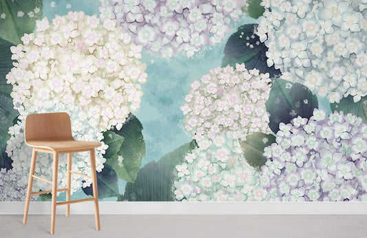 Hydrangea Flower Wall Murals Room Decoration Idea