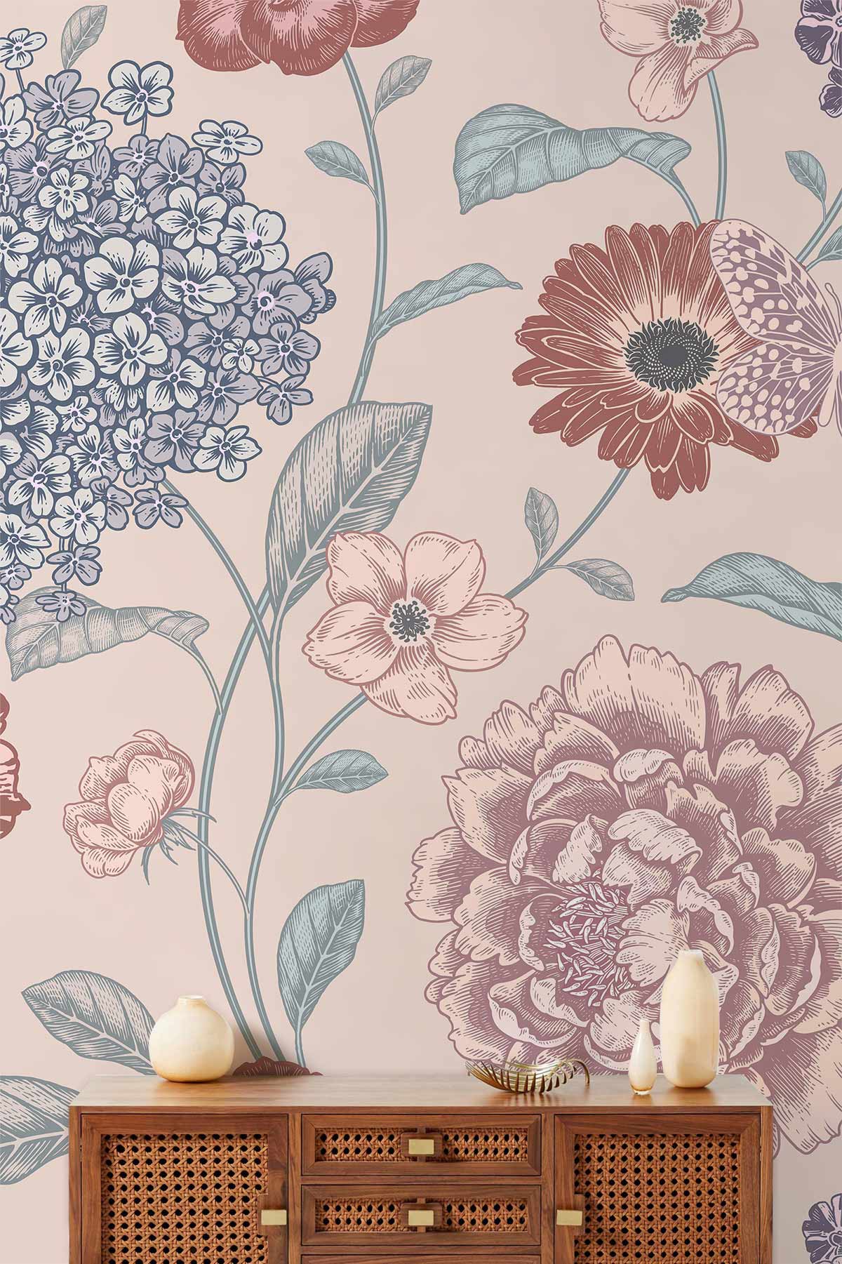 Vintage Flower Custom Wallpaper Decoration Art