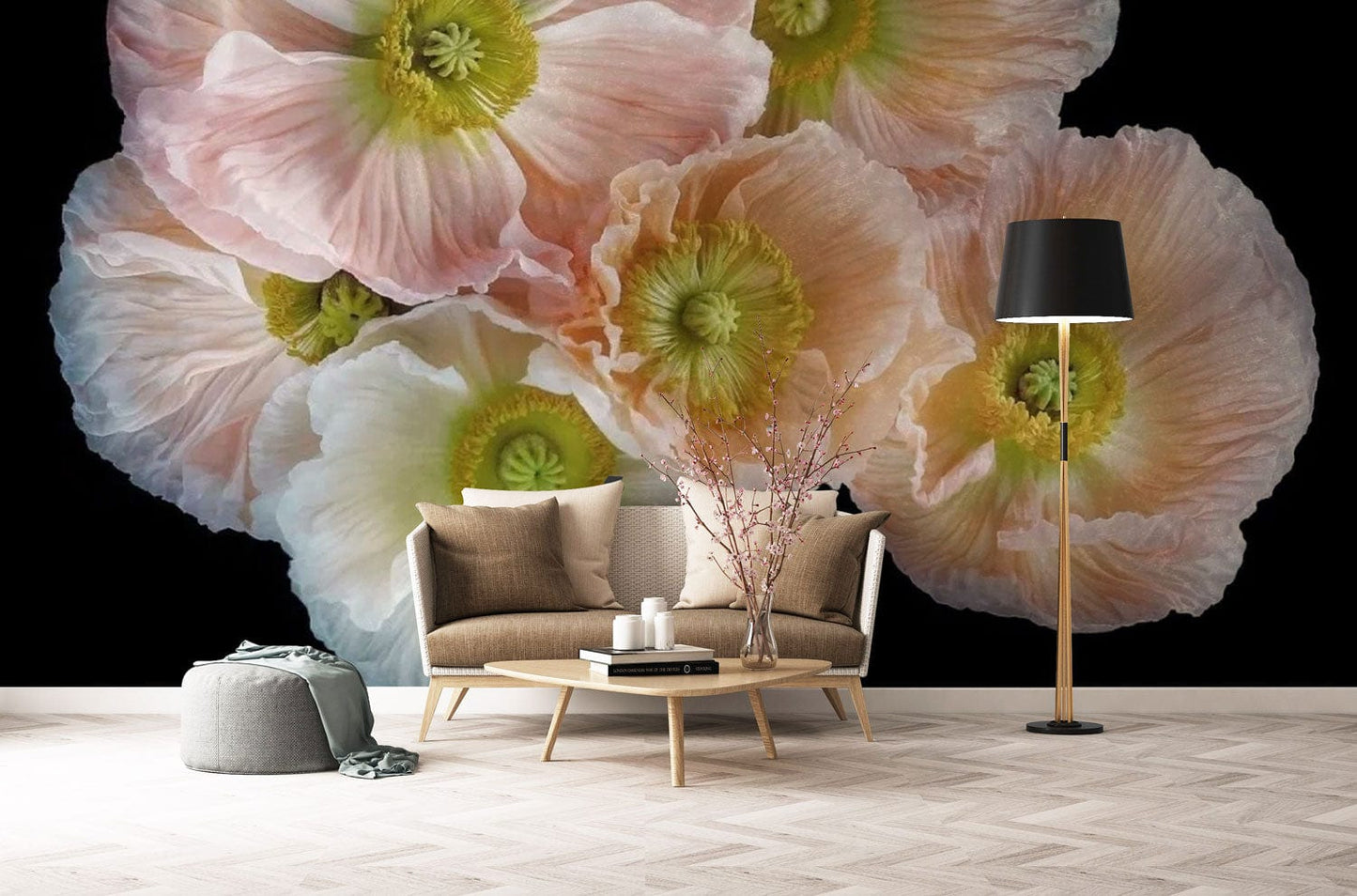 flower blossom wall mural living room design