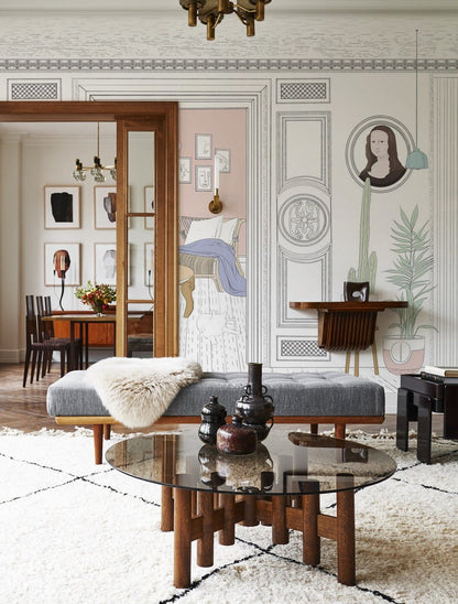 Wallpaper mural for interior decoration intended for use in the living room.