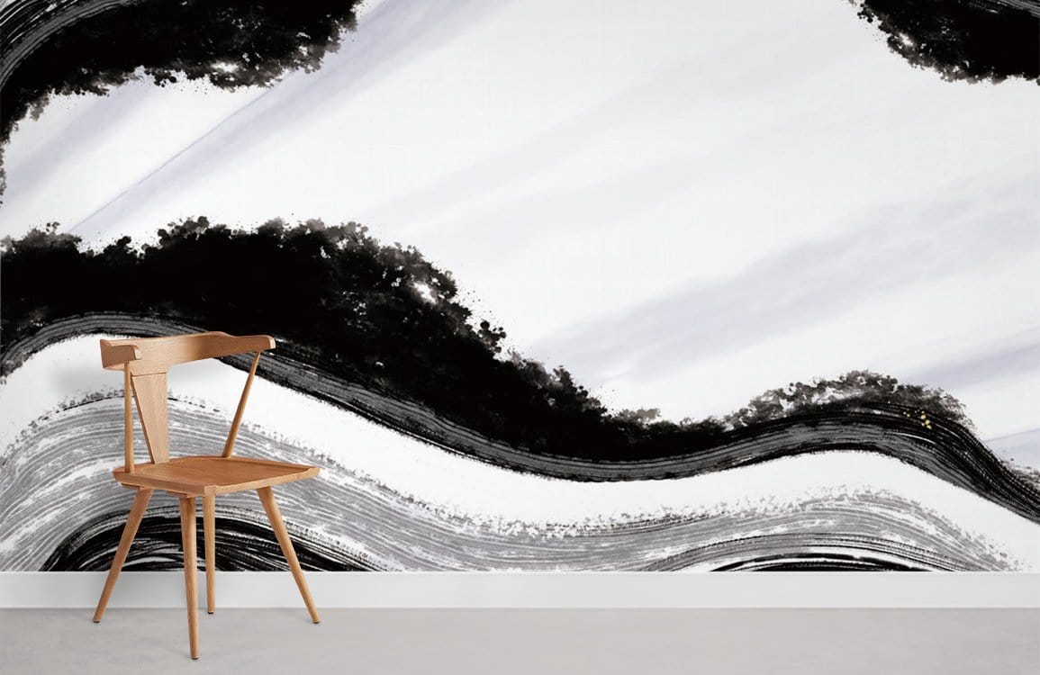 Watercolor Waves Gradient Ink Wallpaper Mural for Bedroom