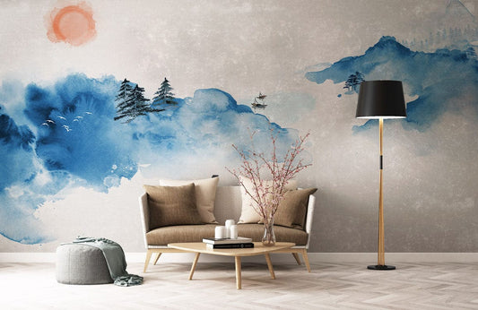 ink landscape wallpaper mural living room decoration