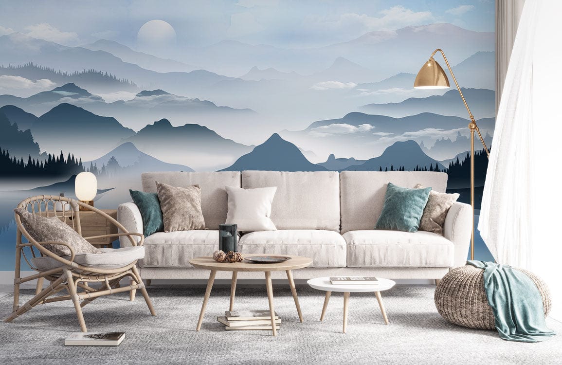 ink mountain wall mural living room decoration