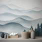 Wallcovering Mural of Ink Mountain Waves; Ideal for Use in Decorating the Hallway