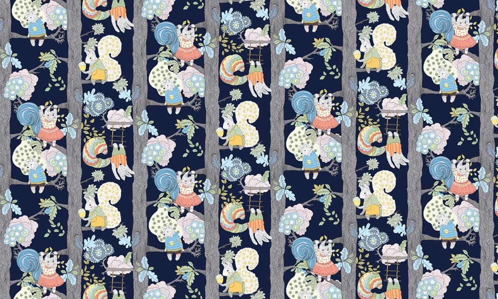 Whimsical Forest Animals Nursery Mural Wallpaper