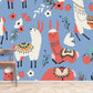 Home Decoration Featuring a Cartoon Alpaca Wallpaper Mural