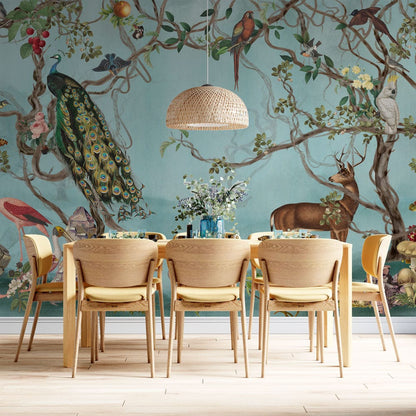 Enchanted Forest Animal Wall Mural Wallpaper in dining room
