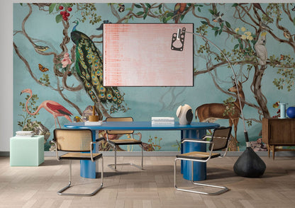 Enchanted Forest Animal Wall Mural Wallpaper in dining room