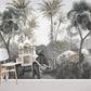 Home decoration wallpaper mural with an elephant in the wild.