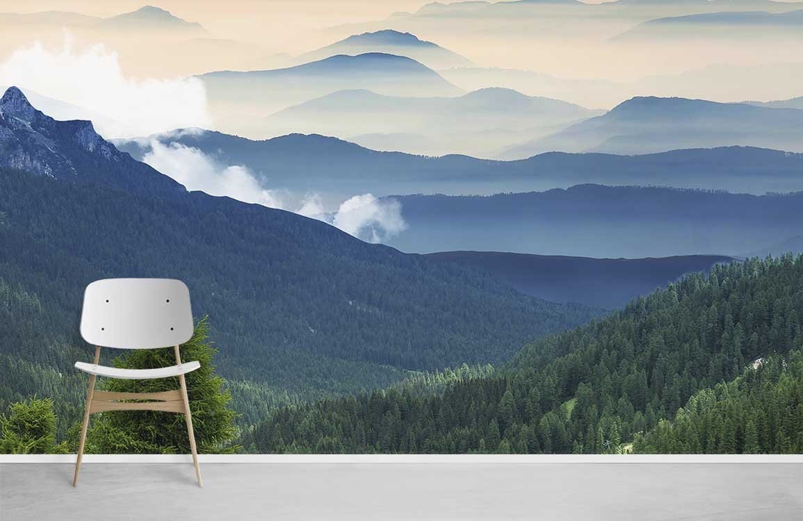 Misty Mountain Landscape Wallpaper Mural