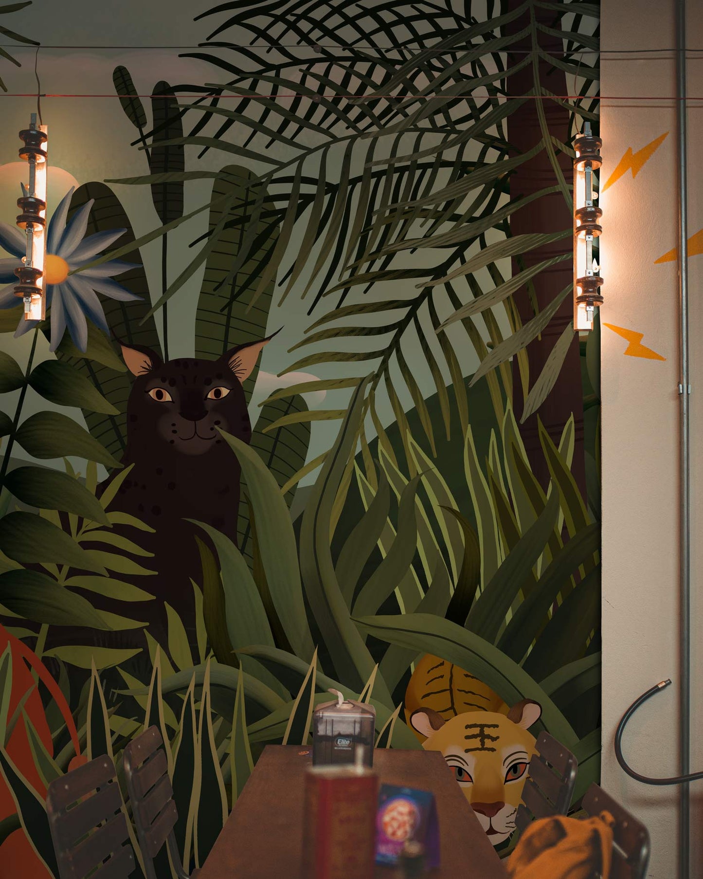 Animals from the Jungle Wallpaper Mural for Use in Decorating the Dining Room