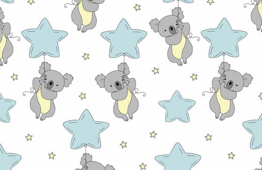 Koala wallpaper mural for use in decorating a child's bedroom or playroom