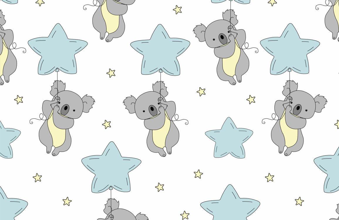 Cute Koala Starry Nursery Mural Wallpaper