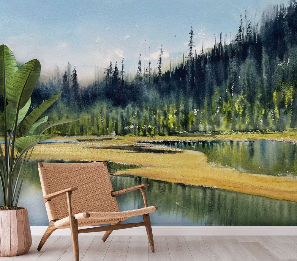 oil painting forest wall mural corridor decoration