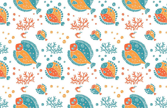 Colorful Fishes in Strange Shapes Animal Wallpaper Art Design
