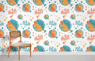 Bunte Fisch Ozean Muster Wandfarbe
