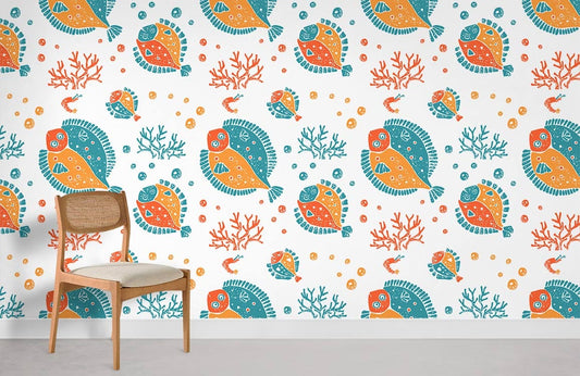 Colorful Fishes in Strange Shapes Ocean Wallpaper Room Decoration Idea