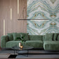 green weird pattern marble wall mural for living room decor