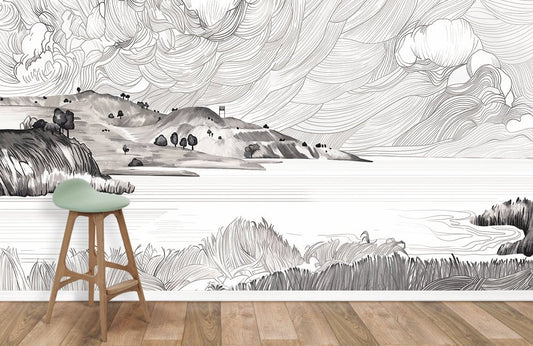 Lake Storm art decor wallpaper mural for room