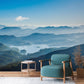 Lakes and Mountain Scenery Wallpaper Mural for Use in Decorating the Living Room