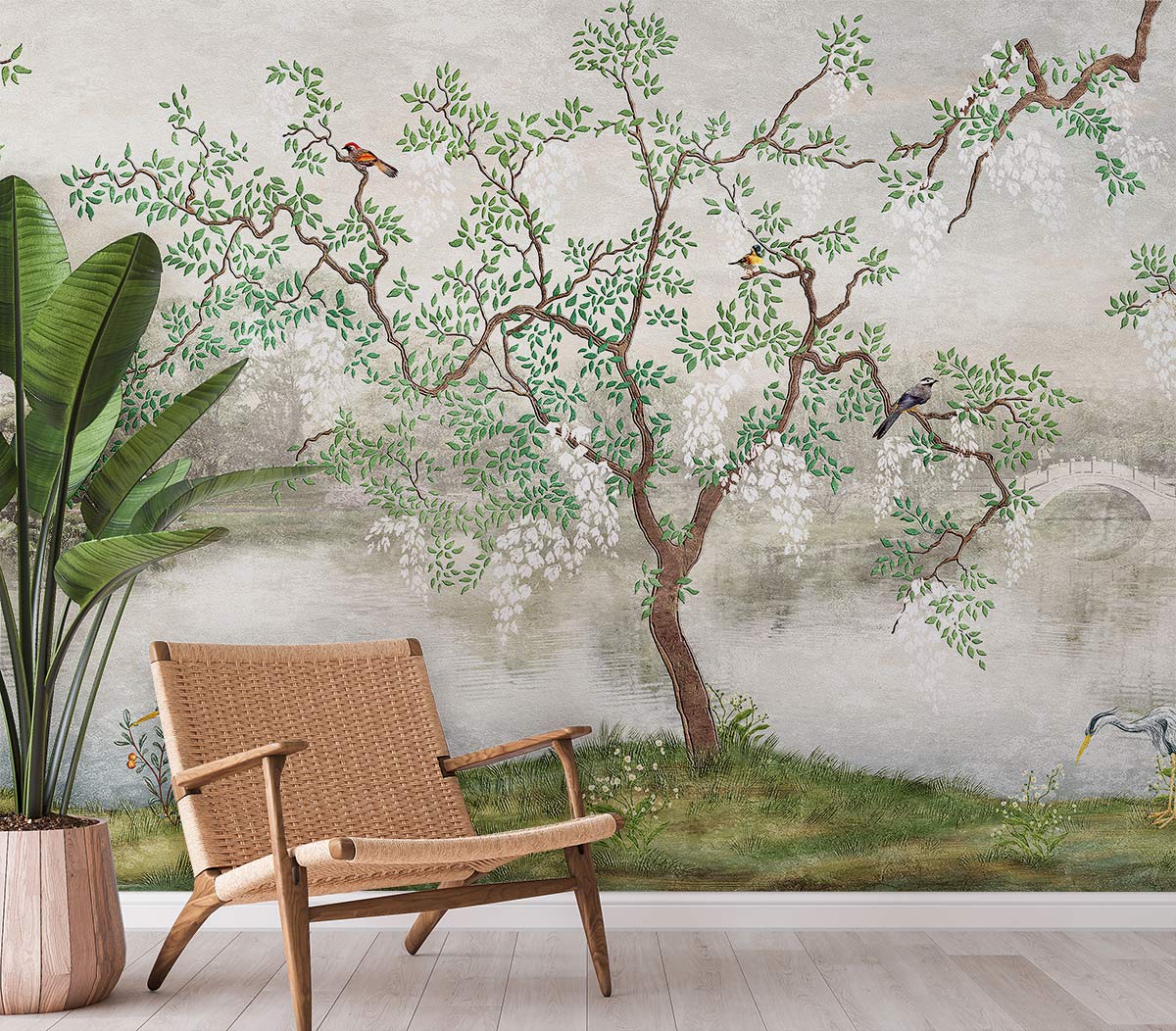 birds on branches custom wall mural art decor