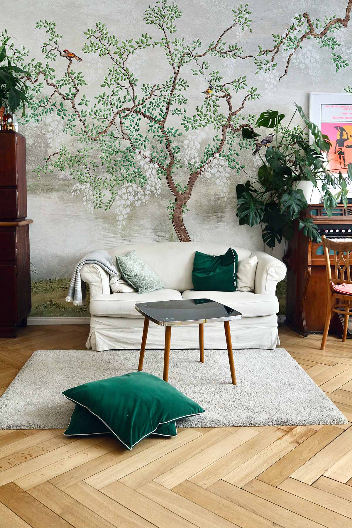 vibrant garden wallpaper mural living room design