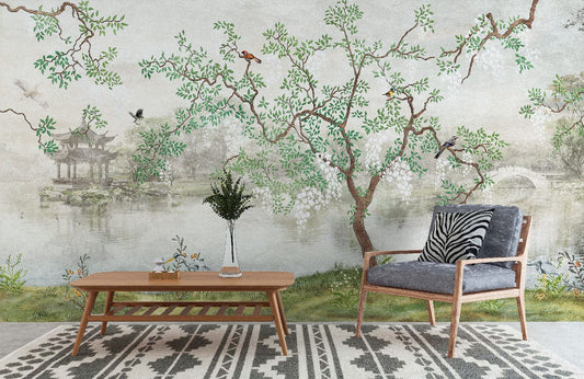 wild life vintage mural room decoration