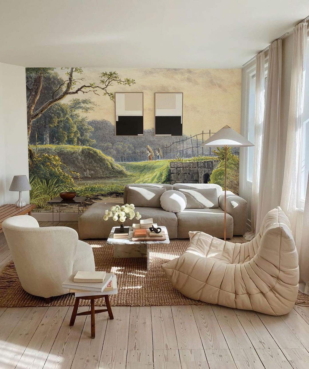 Wild View oil painting Mural Wallpaper for living Room decor