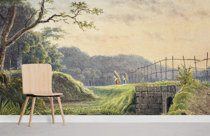 Rustic Landscape Watercolor Wallpaper Mural