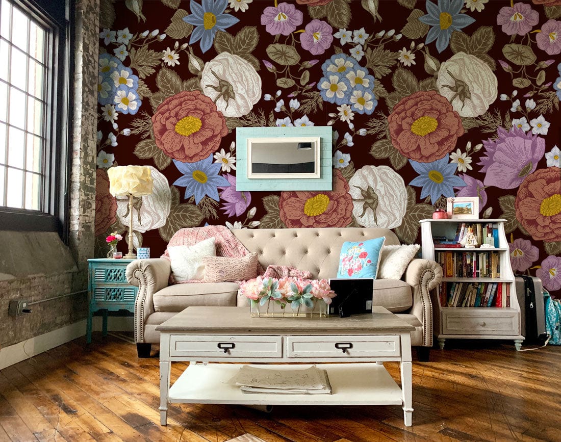Large Colorful Paisley Wallpaper Mural for the Decoration of the Living Room