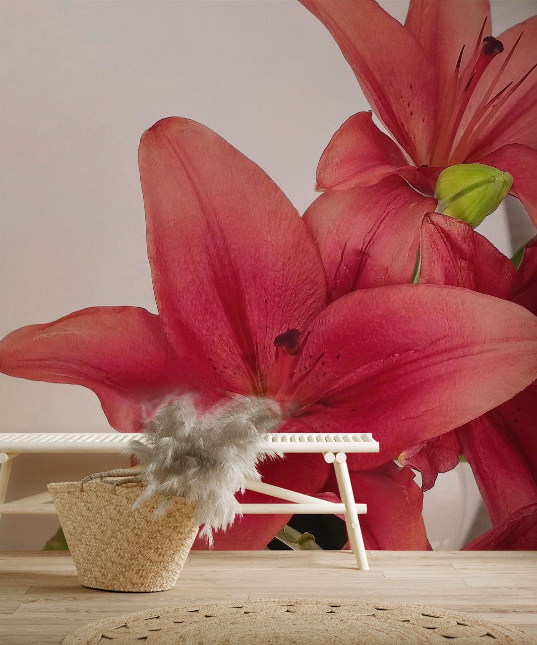 pink aesthetic 3d floral design for lounge decoration