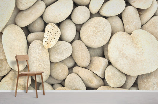 Large White Pebbles Wallpaper Mural for Interior Design of Homes and Businesses