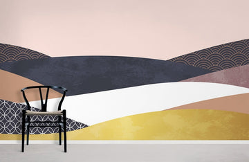 Modern Geometric Gold Navy Mural Wallpaper