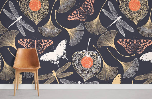 Leaf & Butterfly Animal Plant Wallpaper Room
