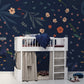 Wallpaper mural with dark blue leaves for decorating the bedroom