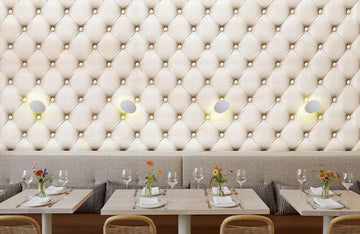 Luxury Beige Tufted Leather Mural Wallpaper