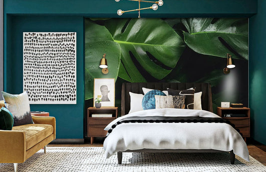 3d visual effect leaves wallpaper mural bedroom decoration